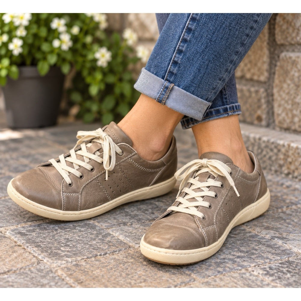 Josef Seibel Size 40 US 9 Caren 01 Sneaker Gray Leather Perforated Comfort Shoe